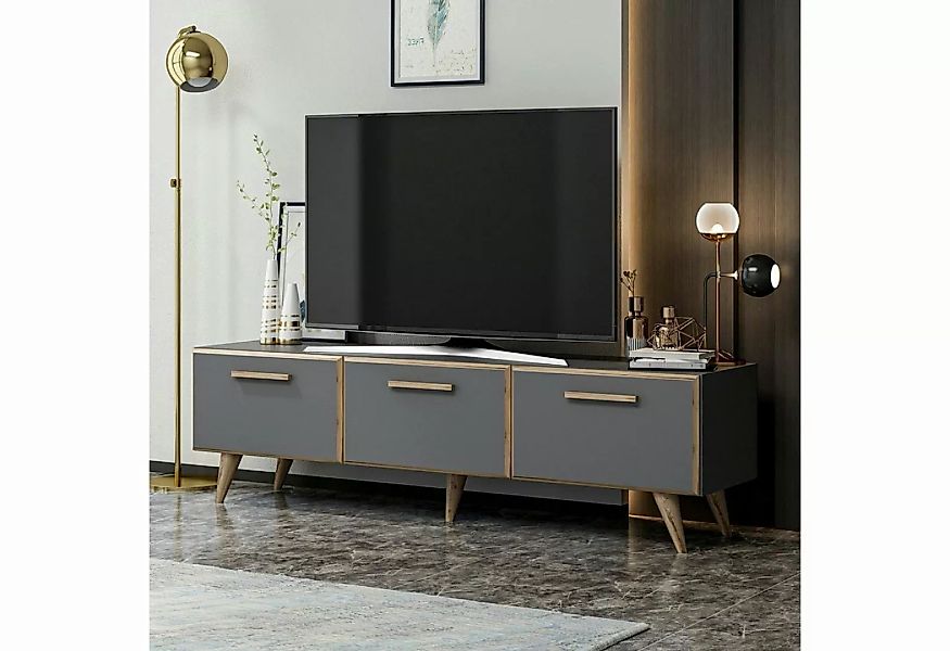 en.casa TV-Schrank Brønderslev TV Board 45x160x37cm Anthrazit günstig online kaufen