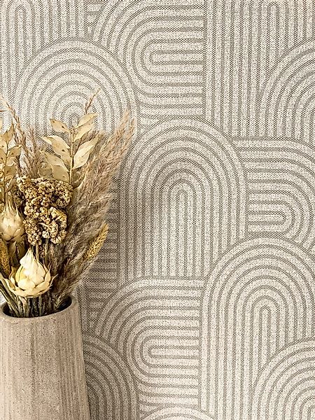 Newroom Vliestapete Bowy Taupe Tapete Mustertapete Linien,Bogen, Taupe Tape günstig online kaufen