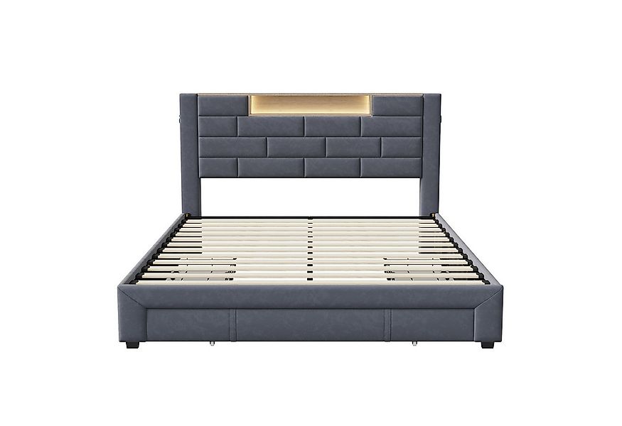 Furnishings Home Polsterbett LED Stauraumbett Doppelbett (Mit Drei extra gr günstig online kaufen