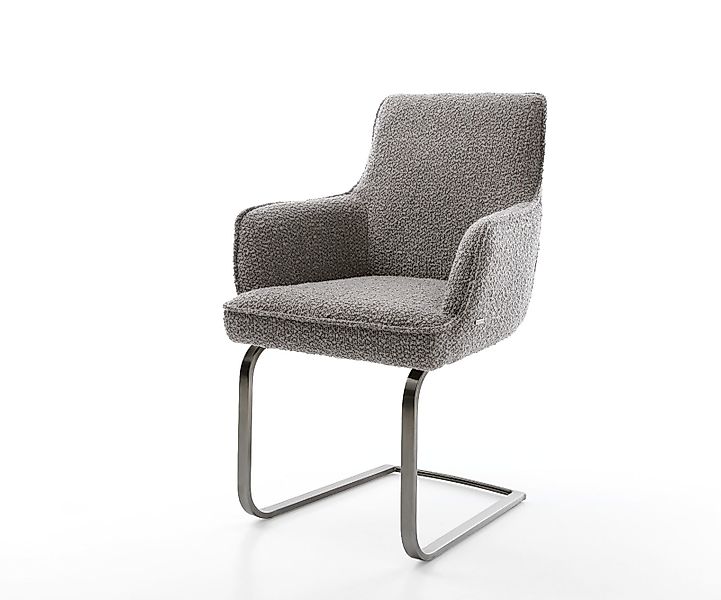 Freischwinger Heira-Flex mit Armlehnen Bouclé Weiß Freischwinger flach Grap günstig online kaufen