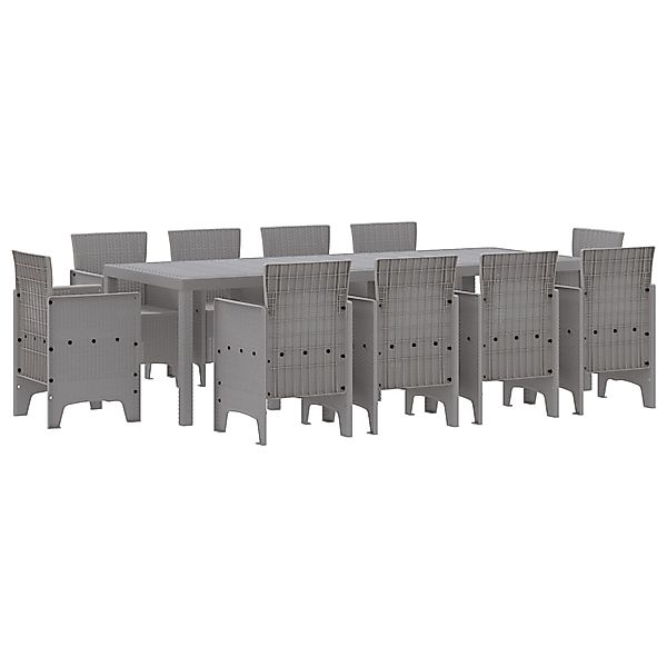 vidaXL 11-tlg Garten-Essgruppe Hellgrau Poly Rattan 3378607 günstig online kaufen