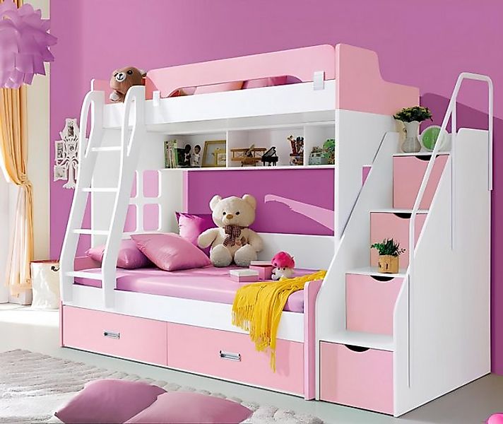 JVmoebel Bett Jugendbett Betten Rosa Kinderbett Doppelstockbett Stockbett H günstig online kaufen