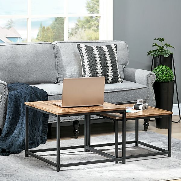 HOMCOM Couchtisch Sofatisch im Industriedesign mit Holzoptik (Beistelltisch günstig online kaufen