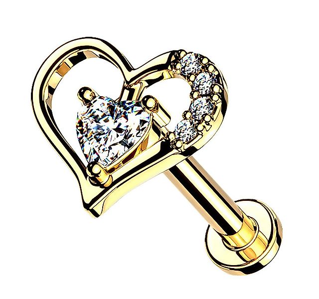 Taffstyle Piercing-Set Labret Piercing Stecker flach Kristall Herz Innengew günstig online kaufen