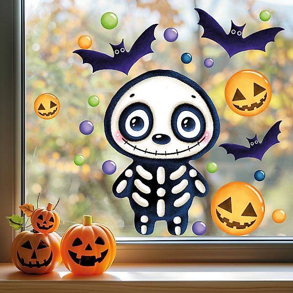 Sunnywall Fensterbild wiederverwendbare Fensterbilder Halloween Skelett, günstig online kaufen
