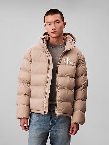 Calvin Klein Jeans Steppjacke "LS NYLON MONOGRAM PUFFER JKT", ohne Kapuze, günstig online kaufen