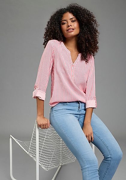 KangaROOS Schlupfbluse Langarmbluse, figurumspielende Passform, Rundhalsaus günstig online kaufen