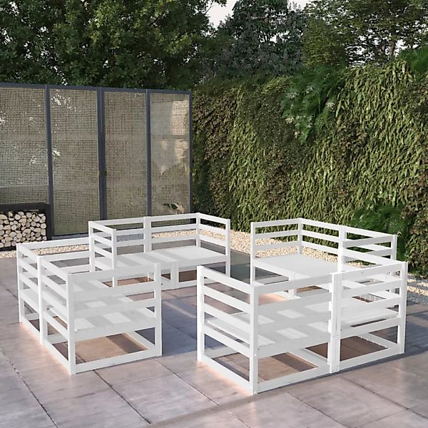 8-tlg. Garten-lounge-set Weiß Kiefer Massivholz günstig online kaufen