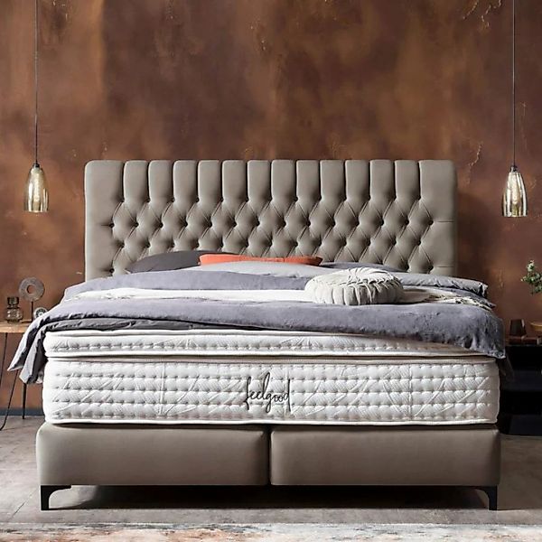 BettCo Boxspringbett Chester (in Taupe Velours, 140 x 200 cm), Topper optio günstig online kaufen