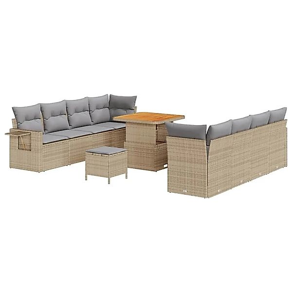 vidaXL Gartensofa-set mit Kissen 11-Tlg Beige und Hellgrau Poly-Rattan 3363 günstig online kaufen
