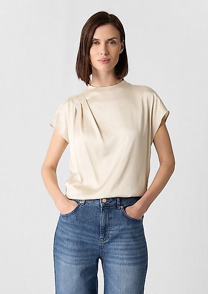 comma Kurzarmbluse Bluse Satinierte Bluse mit überschnittener Schulter und günstig online kaufen