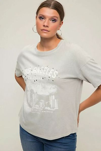 Studio Untold Rundhalsshirt T-Shirt oversized Print mit Ziersteinchen Rundh günstig online kaufen