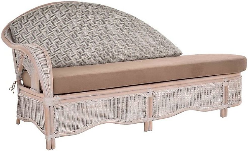 Krines Home Recamiere Rattan Recamiere Palm Chaiselongue Rattanliege mit Po günstig online kaufen