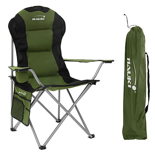 Hauki Campingstuhl Faltbar Khaki mit Getränkehalter und Tragetasche günstig online kaufen