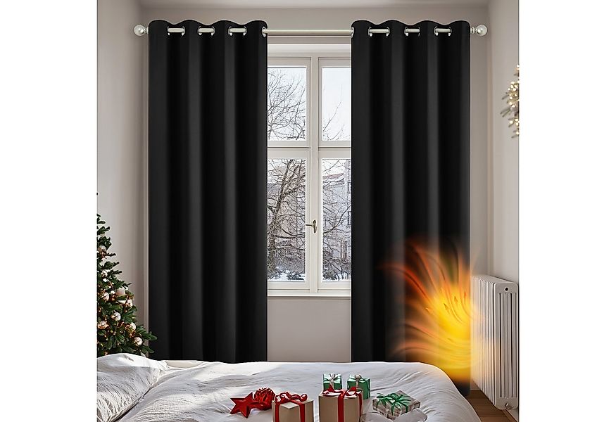 Deconovo Verdunkelungsvorhang Gardinen mit Ösen Blickdichte Vorhang Kältesc günstig online kaufen
