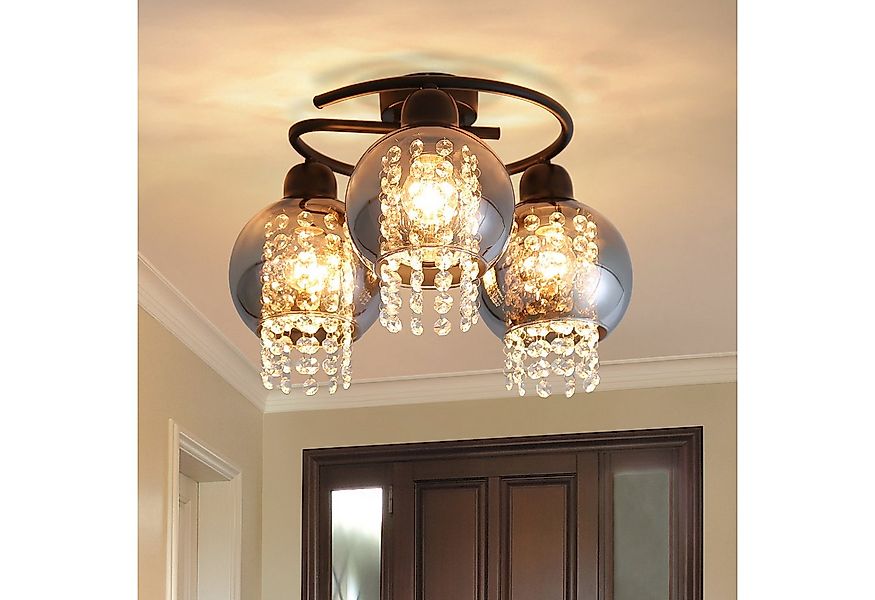 ZMH Deckenleuchte Whonzimmer 1/3 Flammig Rauchgrau Modern Glas E27 Schlafzi günstig online kaufen