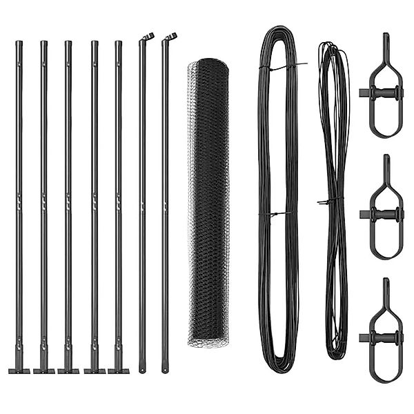 vidaXL Zaunpfosten Grau 10 x 0,8 m 25 mm Masche Stahl und PVC 3353618 günstig online kaufen