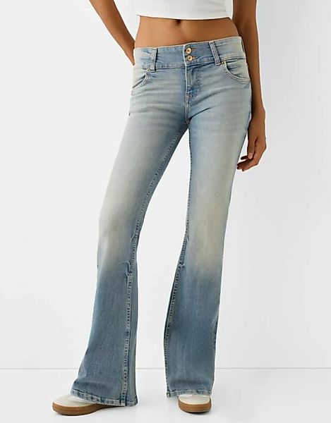 Bershka Low Waist Bootcut-Jeans Damen 10-12 Ausgewaschenes Blau günstig online kaufen