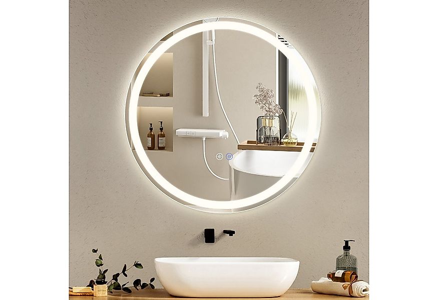 ZMH Badspiegel mit Entfogger-Funktion Rund Weiß Dimmbar zimmerspiegel (Pack günstig online kaufen