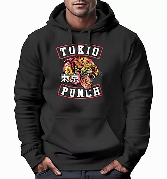 Neverless Hoodie Hoodie Herren Tokio Punch Schriftzug Tigerkopf Print Tatto günstig online kaufen