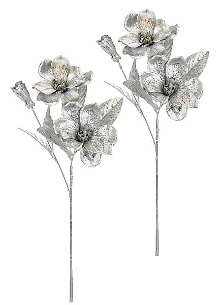 I.GE.A. Kunstblume "Magnolie" 2er Set Dekoblume Metallic Effekt glänzende W günstig online kaufen