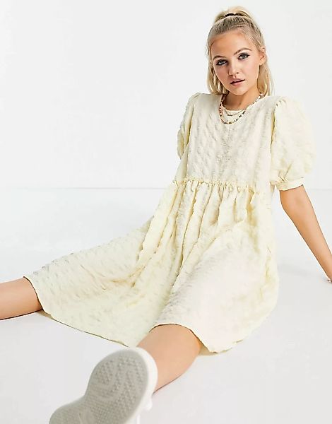 Pieces – Midi-Hängerkleid mit Puffärmeln in Gelb günstig online kaufen