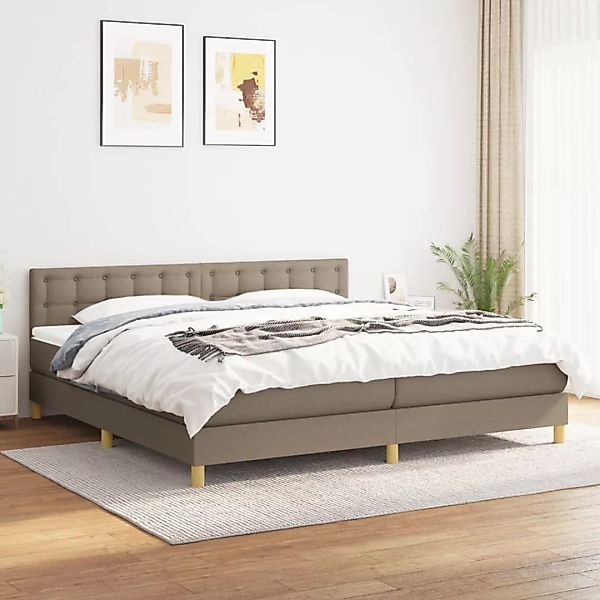 vidaXL Bettgestell Boxspringbett mit Matratze Taupe 200x200 cm Stoff Bett B günstig online kaufen
