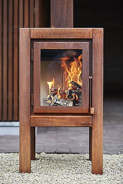 Terrassenkamin Quaruba XL 4 Seiten Glas ohne Rollen günstig online kaufen