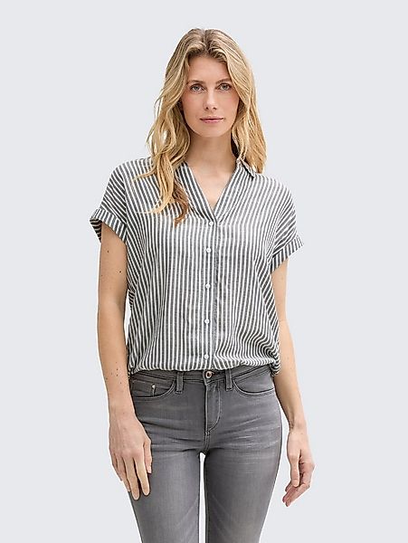 TOM TAILOR Kurzarmbluse Blusen & Shirts Loose Fit Bluse mit Streifenmuster günstig online kaufen