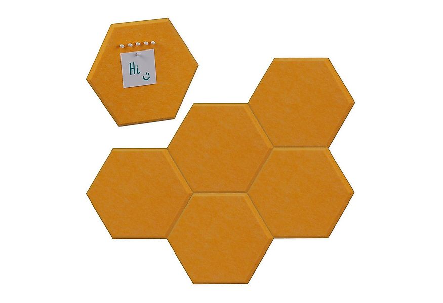 relaxdays Pinnwand Gelbe Filzpinnwand Sechsecke 6er Set günstig online kaufen
