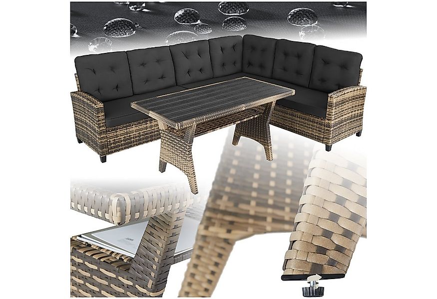 tectake Loungeset Rattan Lounge, (Set., 3-tlg), Stabiles Gestell aus robust günstig online kaufen