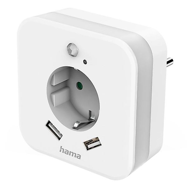 Hama LED-Nachtlicht mit Steckdose 2 USB-Ausgänge Bewegungs- und Lichtsensor günstig online kaufen