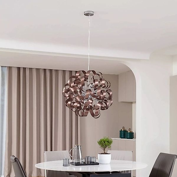 Lucande Hängelampe Kaelor, Ø 60 cm, kupferfarben, Aluminium günstig online kaufen