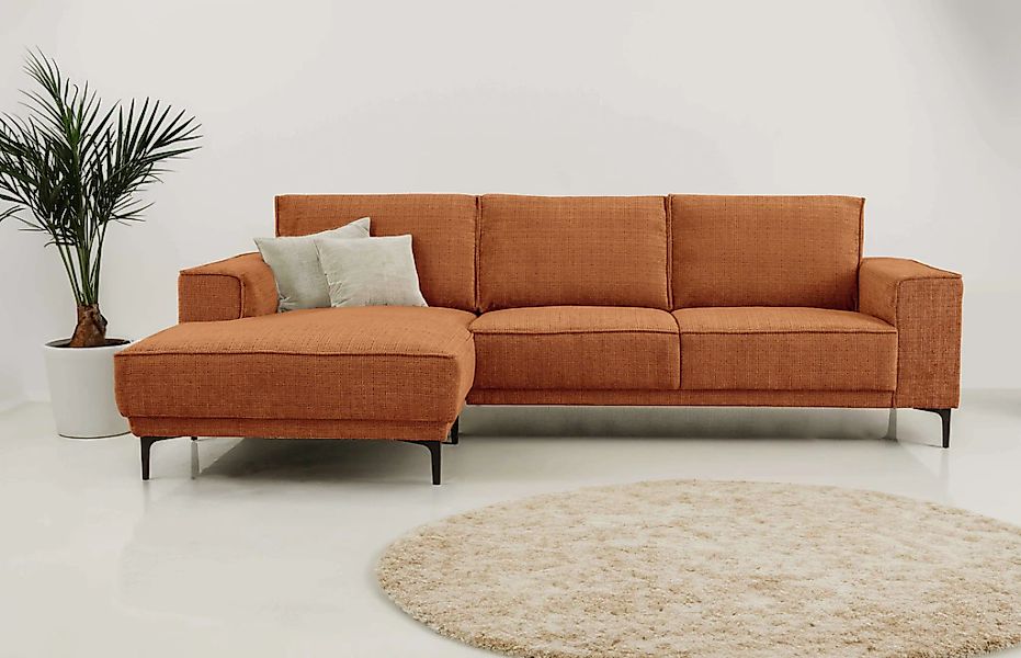 Places of Style Ecksofa "Polsterecke Oland, Struktur, Flachgewebe, Luxus-Mi günstig online kaufen