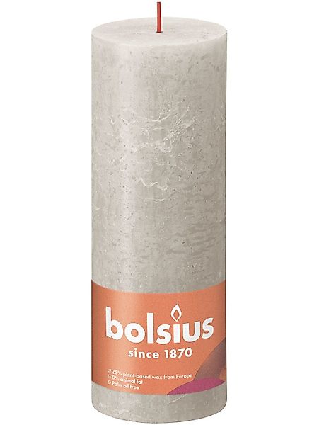 Bolsius Stumpenkerze Bolsius Rustik Stumpenkerze sandgrau, günstig online kaufen