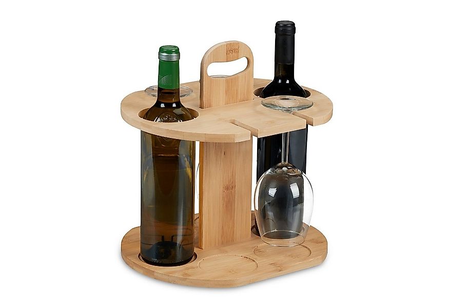 relaxdays Weinflaschenhalter Weinbutler aus Bambus günstig online kaufen