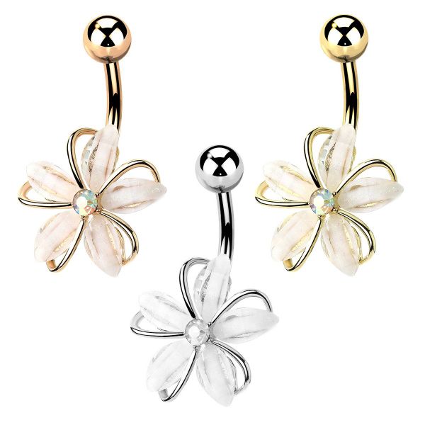 Taffstyle Bauchnabelpiercing Bauchnabelpiercing Zirkonia Kristall Blume günstig online kaufen