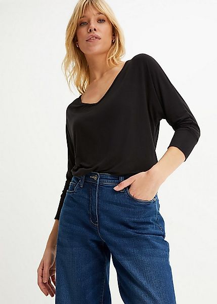 bonprix Oversize-Shirt weite Passform, 3/4-Ärmel, weiter Ausschnitt, aus Vi günstig online kaufen