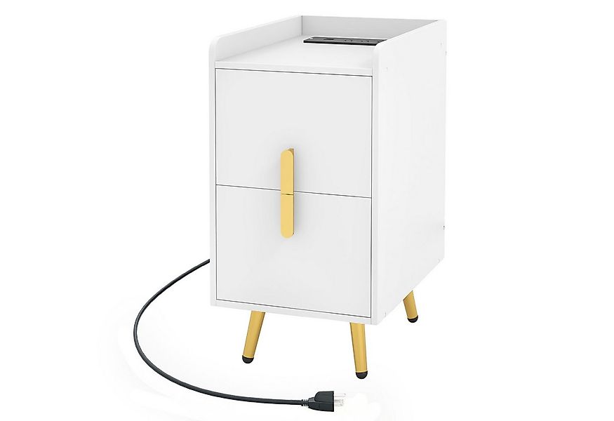 COSTWAY Nachttisch (1-St), mit Ladestation & USB-Anschlüssen & Schubladen günstig online kaufen