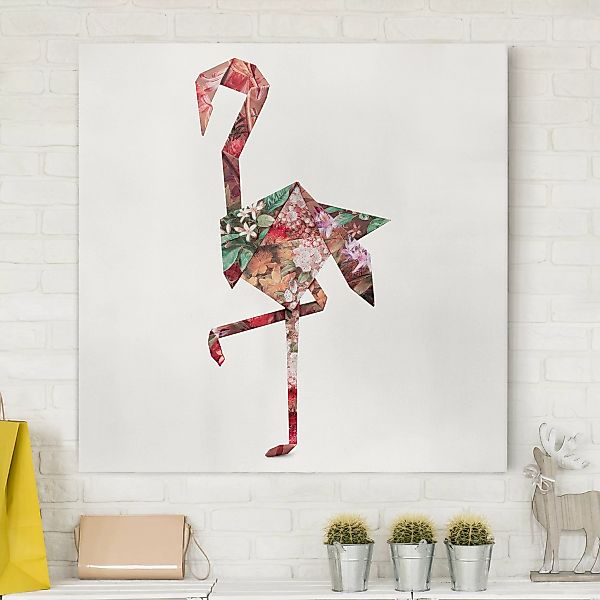 Leinwandbild Origami Flamingo günstig online kaufen