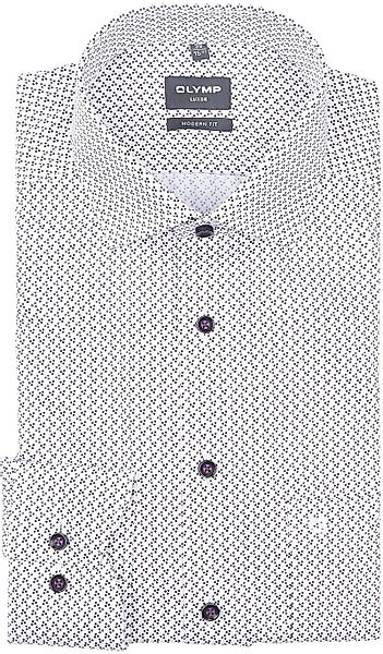 OLYMP Luxor Hemd Druck Weiß Navy - Größe 43 günstig online kaufen