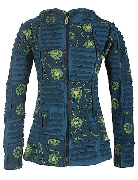 Vishes Kapuzensweatjacke Bestickte Blumen Patchworkjacke mit günstig online kaufen