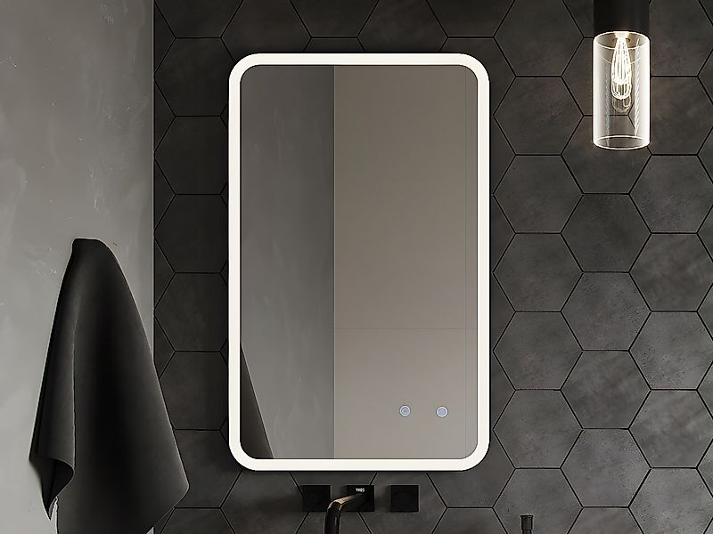 Badezimmerspiegel rechteckig mit Beleuchtung beschlagfrei - 50 x 80 cm - LI günstig online kaufen