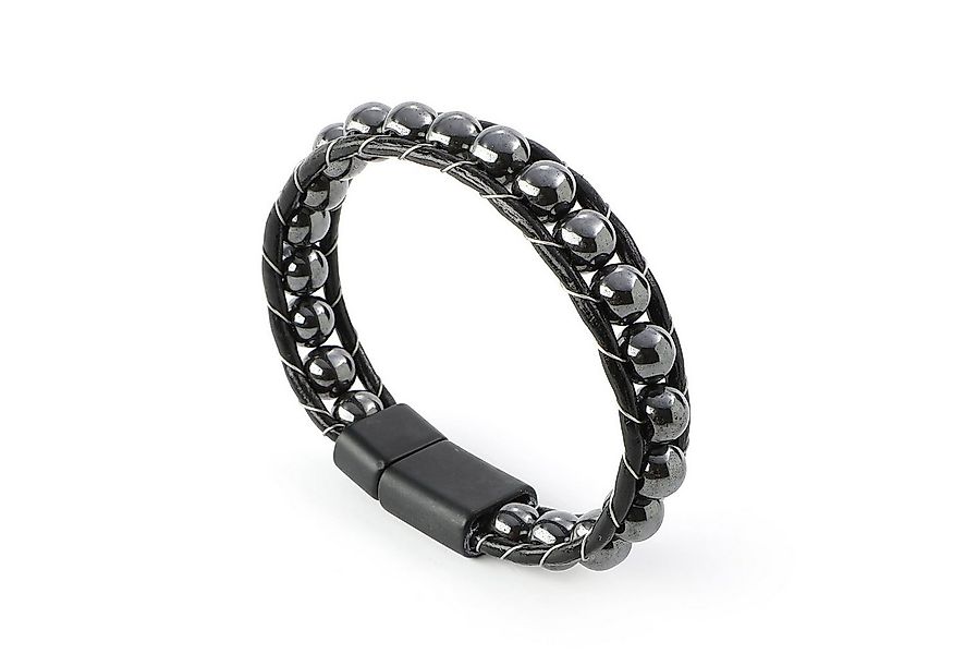 NAHLE Armband Herren Lederarmband Hämatit Perlen (inkl. Schmuckbox), aus Ec günstig online kaufen