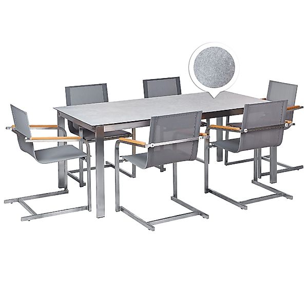 Beliani Gartentisch Set COSOLETO Grau Silber günstig online kaufen