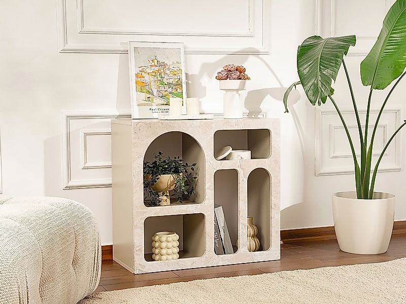 Wandkonsole mit 5 Fächern - Marmor-Optik Beige - LUELA günstig online kaufen