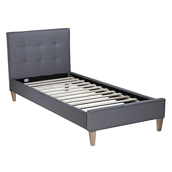 Homestyle4u Polsterbett 90x200 Einzelbett Grau Stoffbett günstig online kaufen