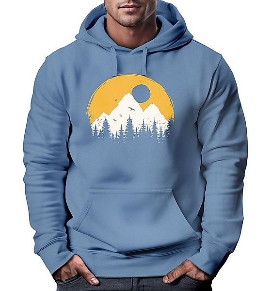 Neverless Hoodie Hoodie Herren Outdoor Print Natural Badge Logo Wandern Kap günstig online kaufen