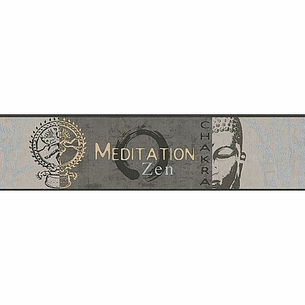 Bricoflor Zen Tapeten Bordüre Wellness Tapetenbordüre mit Buddha und  Schri günstig online kaufen