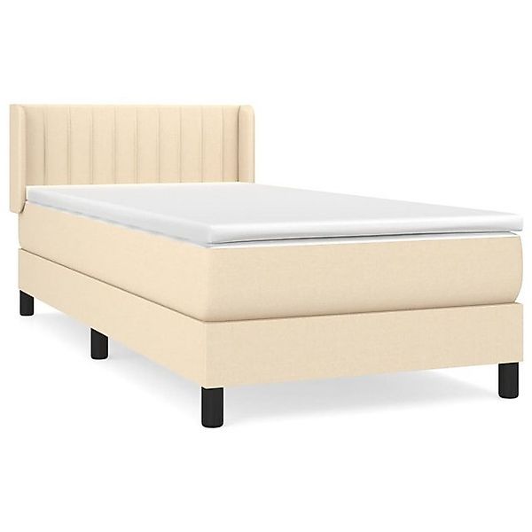 vidaXL Boxspringbett, Boxbett mit Matratze Creme 90x200 cm Stoff günstig online kaufen